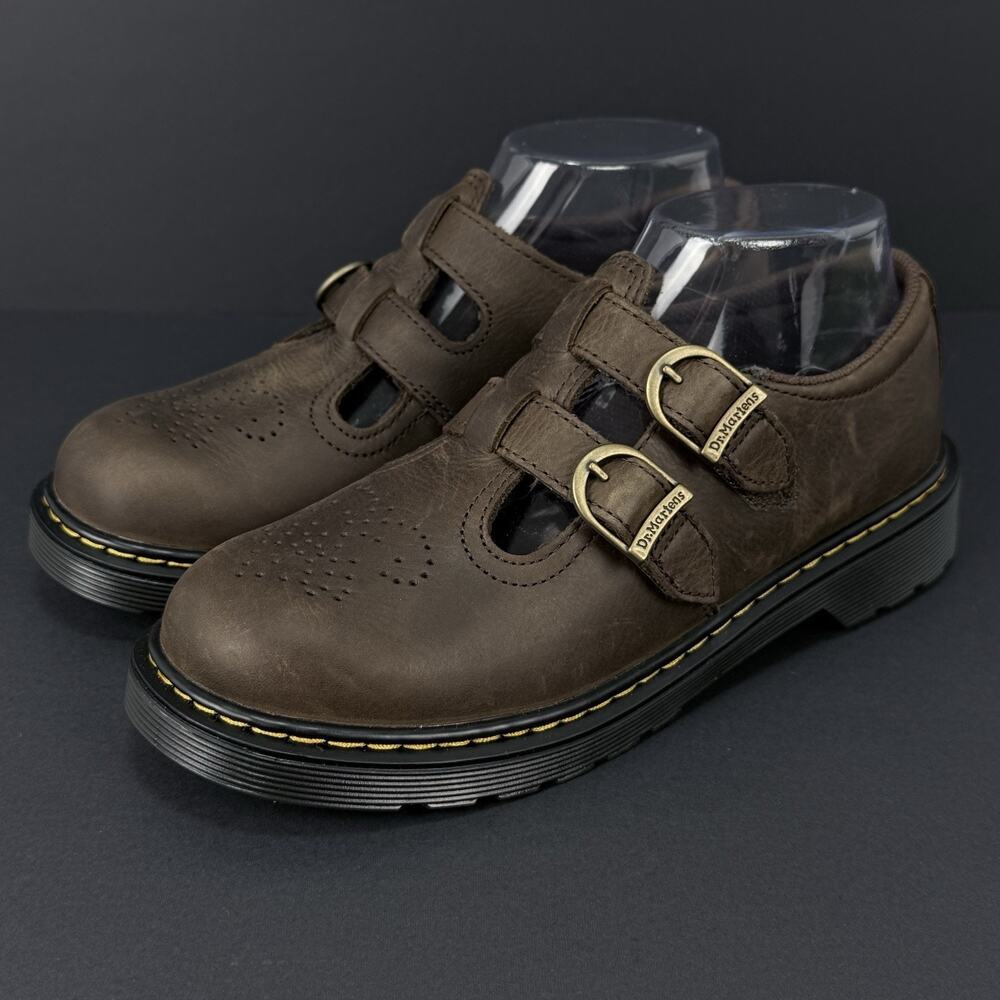 Dr Martens 8065Y Mary Jane Youth Size 6L 5M Crazy Horse Brown New Shoes